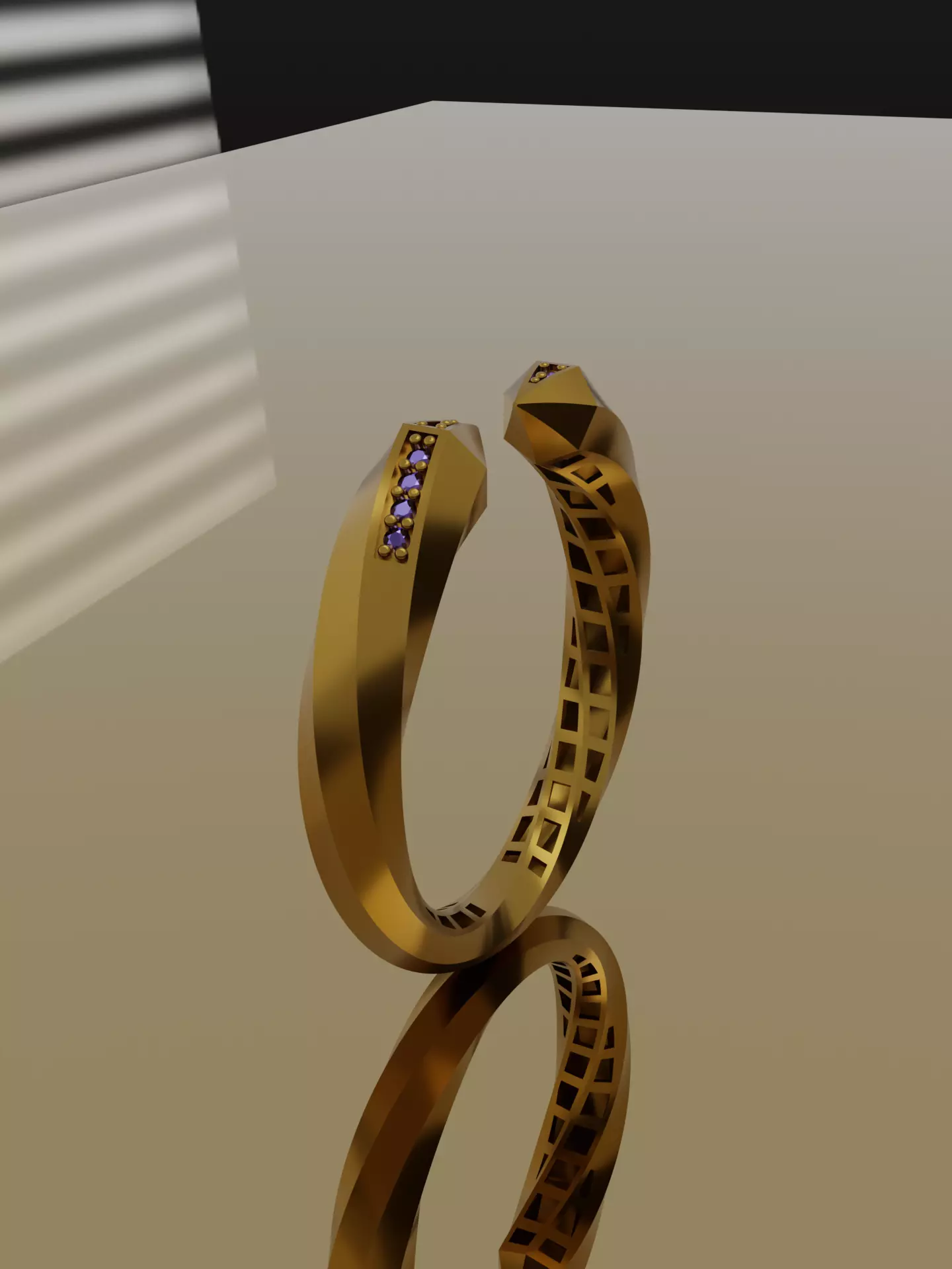 Elegant twisted Jali Ring made using Direct Casting technique 3D print model_0