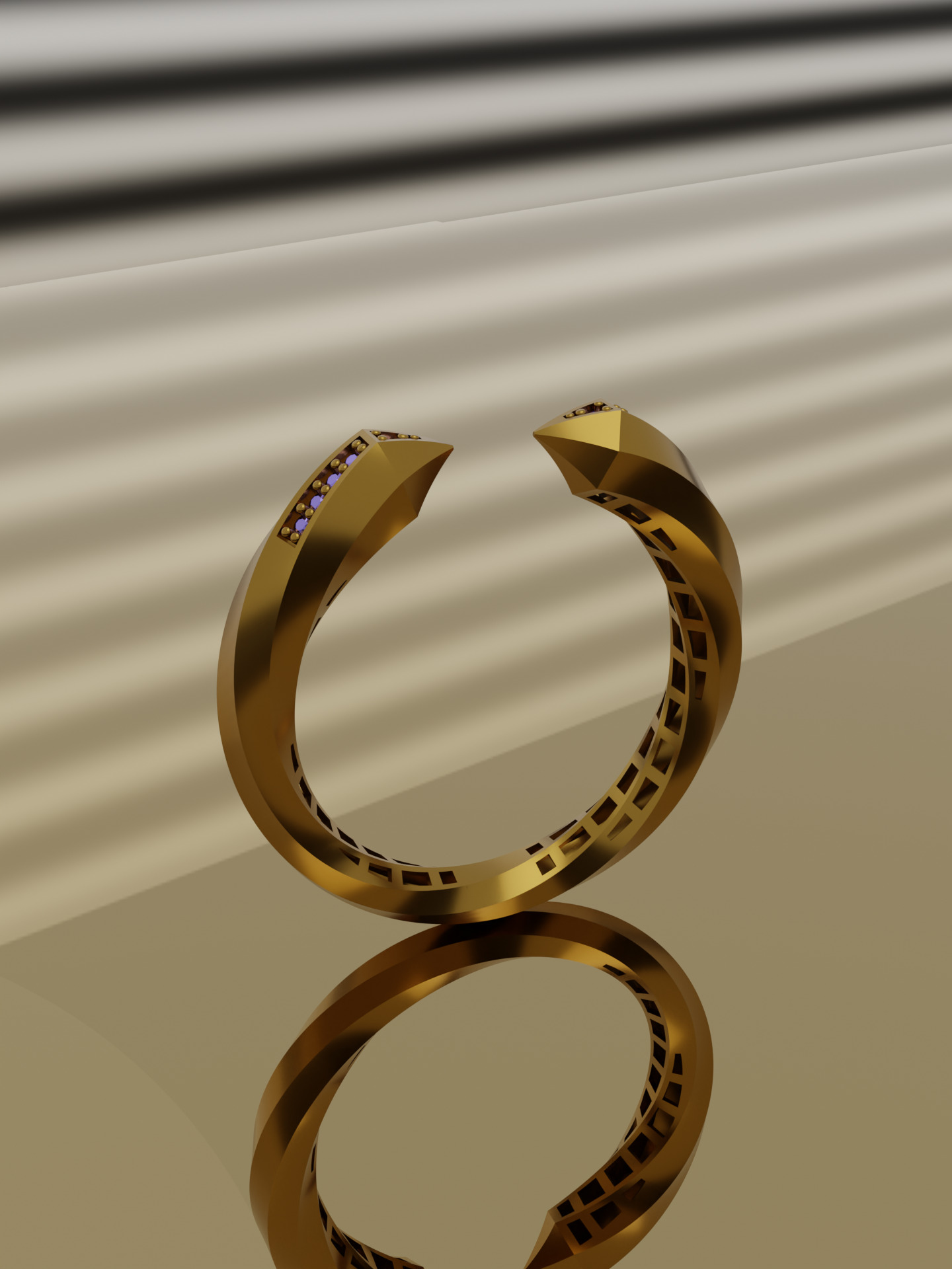 Elegant twisted Jali Ring made using Direct Casting technique 3D print model_3