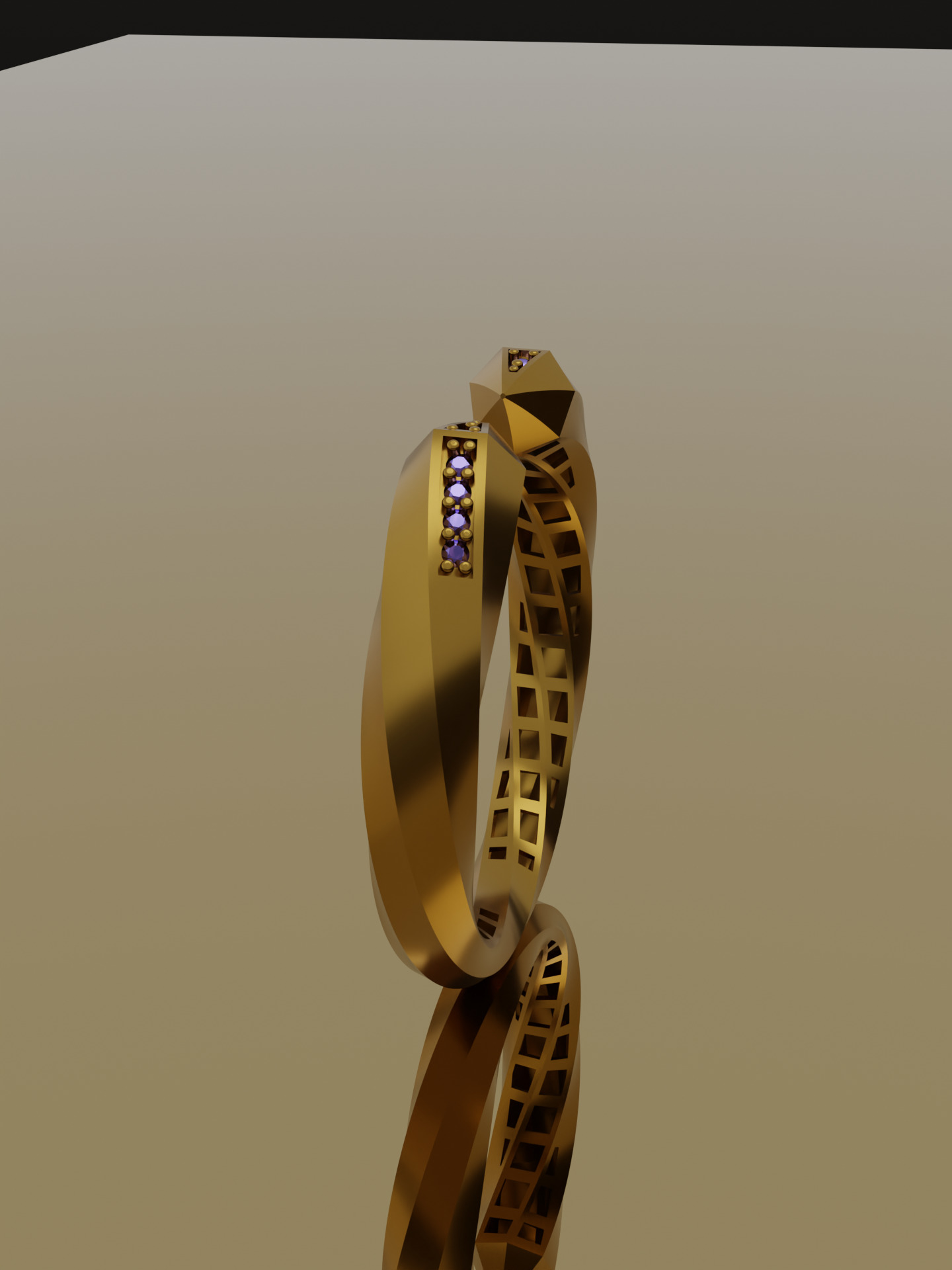 Elegant twisted Jali Ring made using Direct Casting technique 3D print model_1