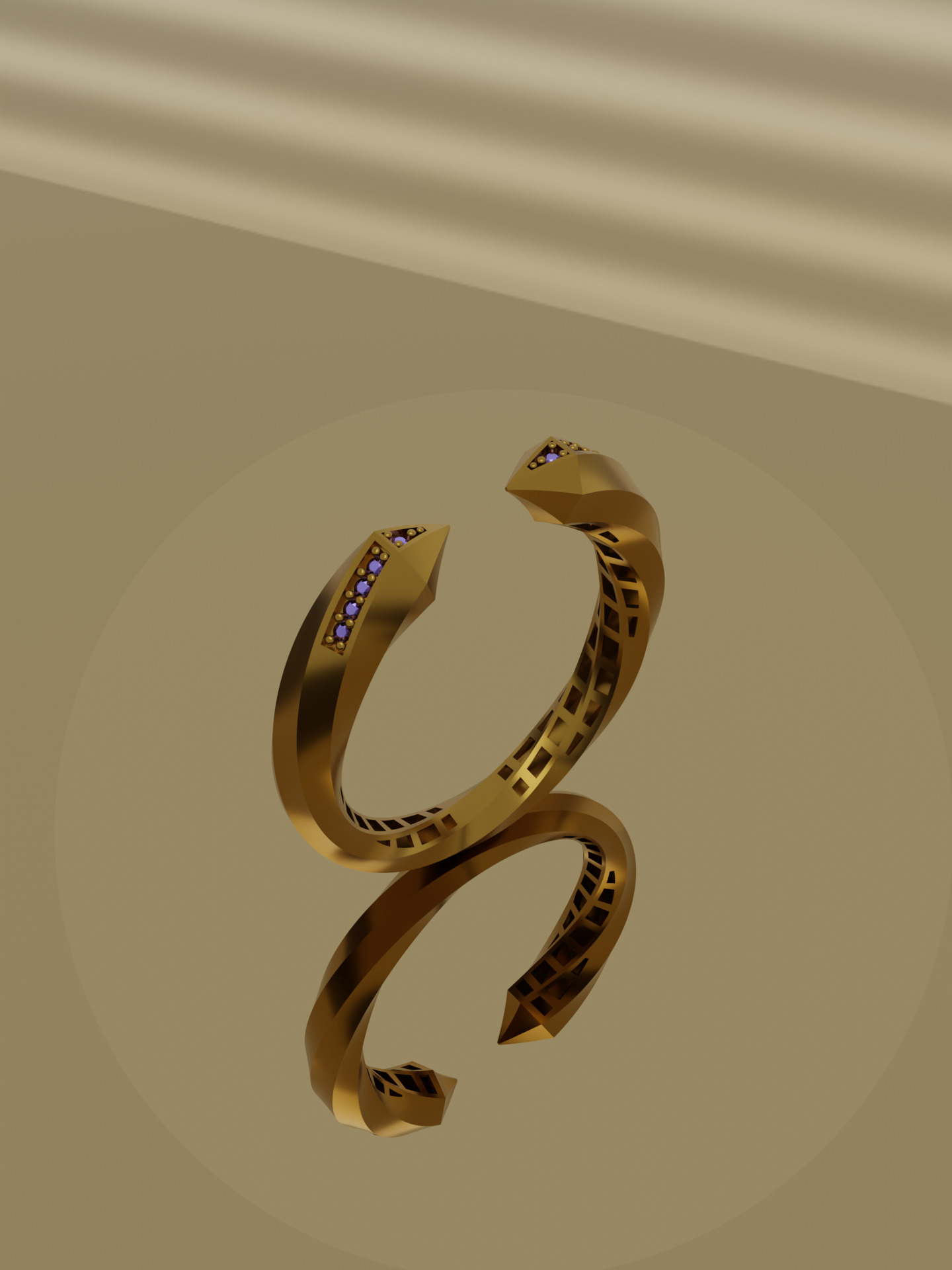 Elegant twisted Jali Ring made using Direct Casting technique 3D print model_6
