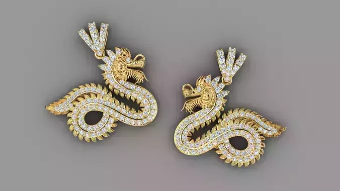  Diamonds Dragon Pendant