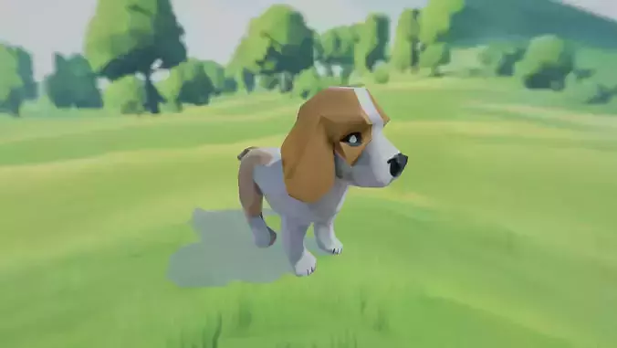 Low Poly Beagle Dog Low-poly 3D model