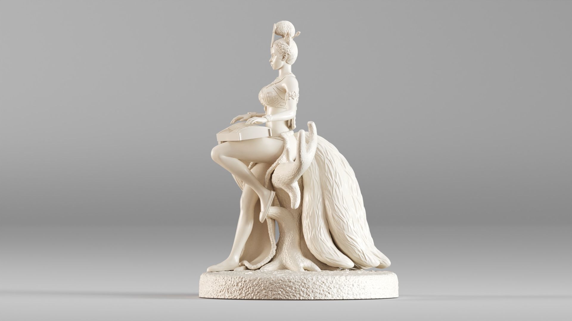 001562 Elegant mythical fox girl 3D print model_15