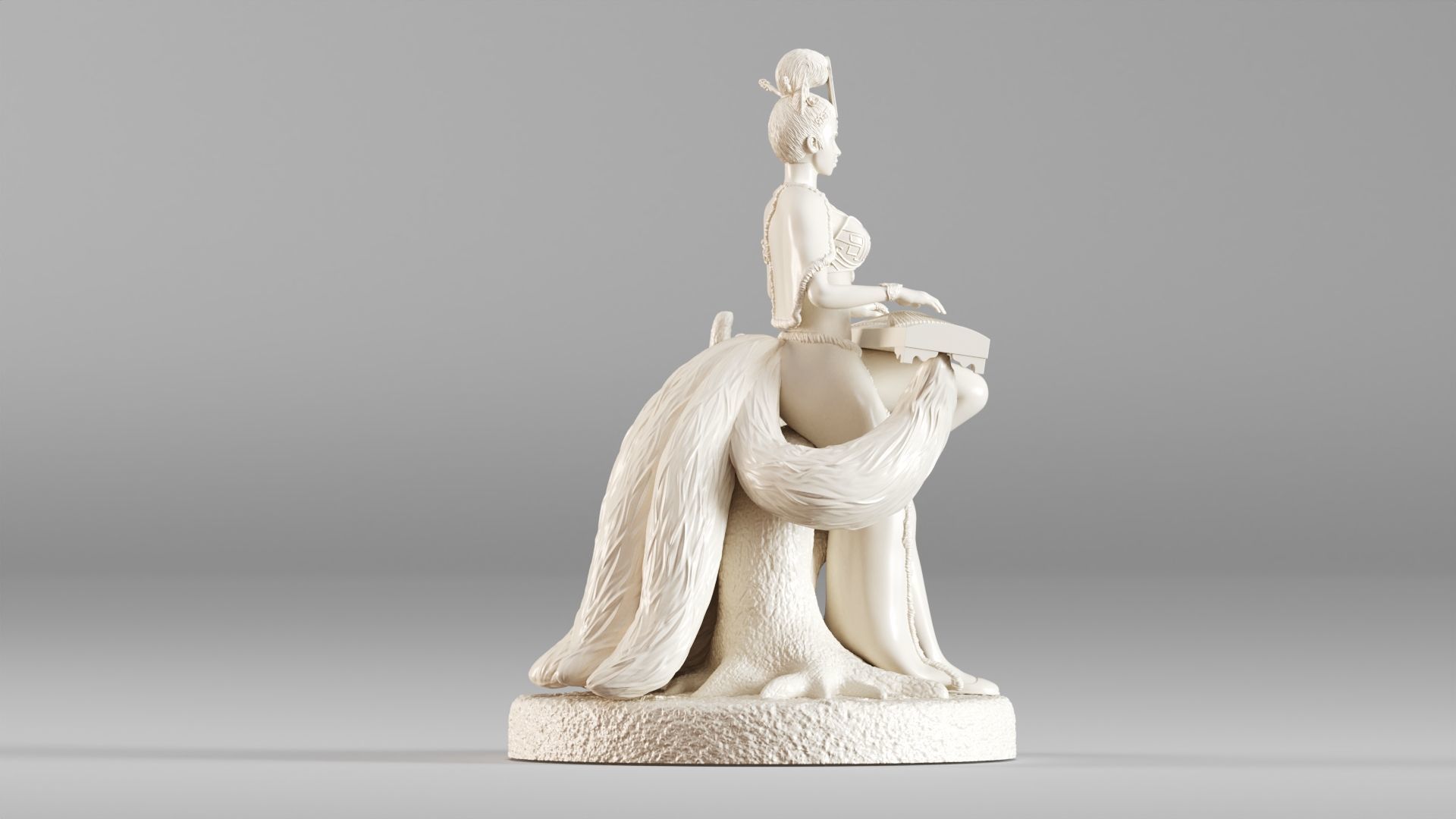 001562 Elegant mythical fox girl 3D print model_8
