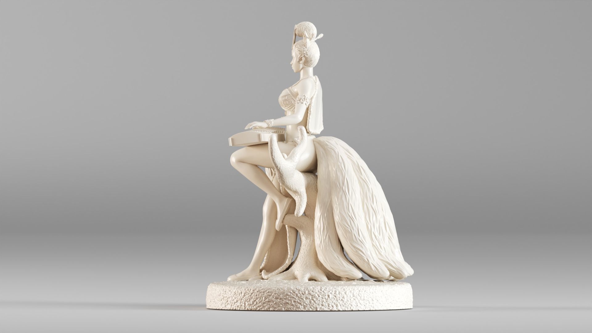 001562 Elegant mythical fox girl 3D print model_14