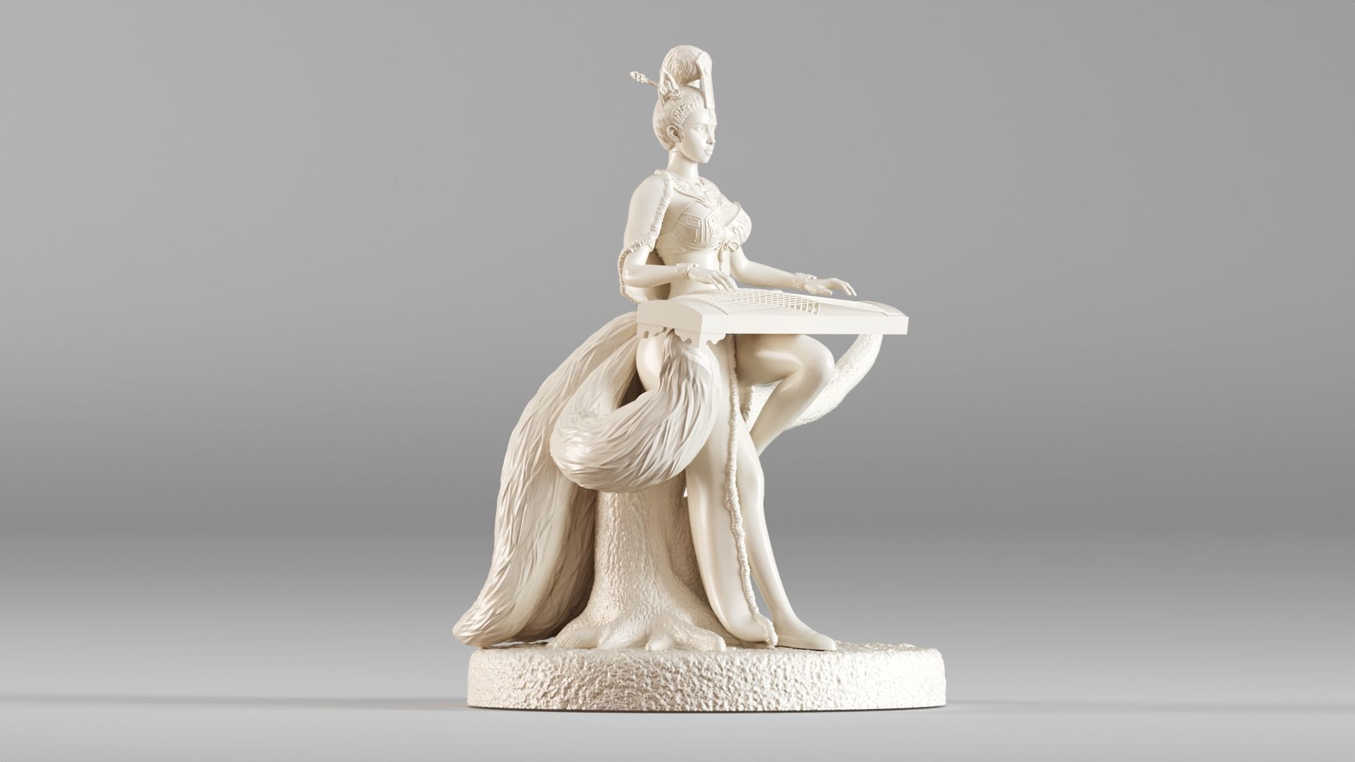 001562 Elegant mythical fox girl 3D print model_6