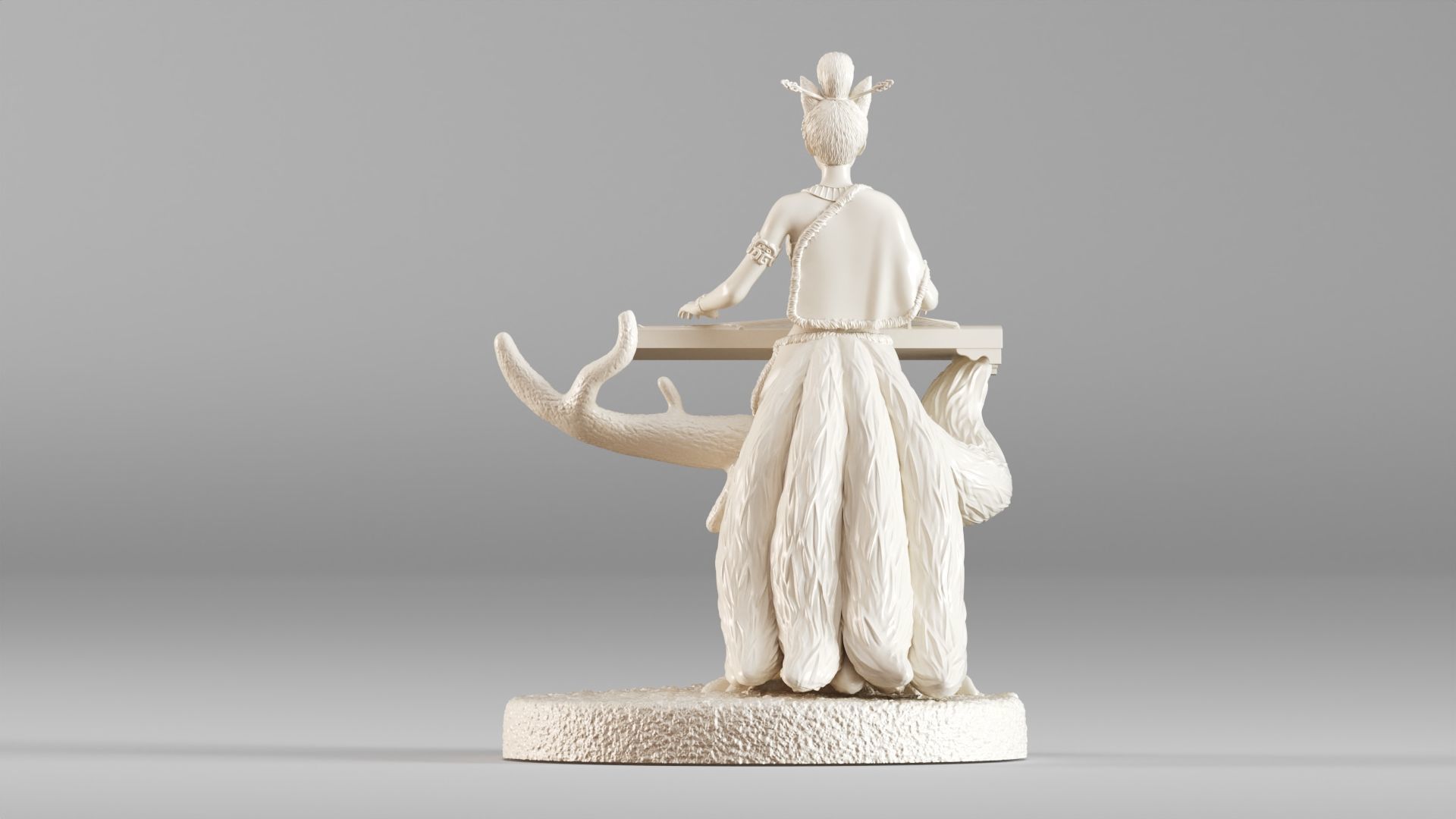 001562 Elegant mythical fox girl 3D print model_11