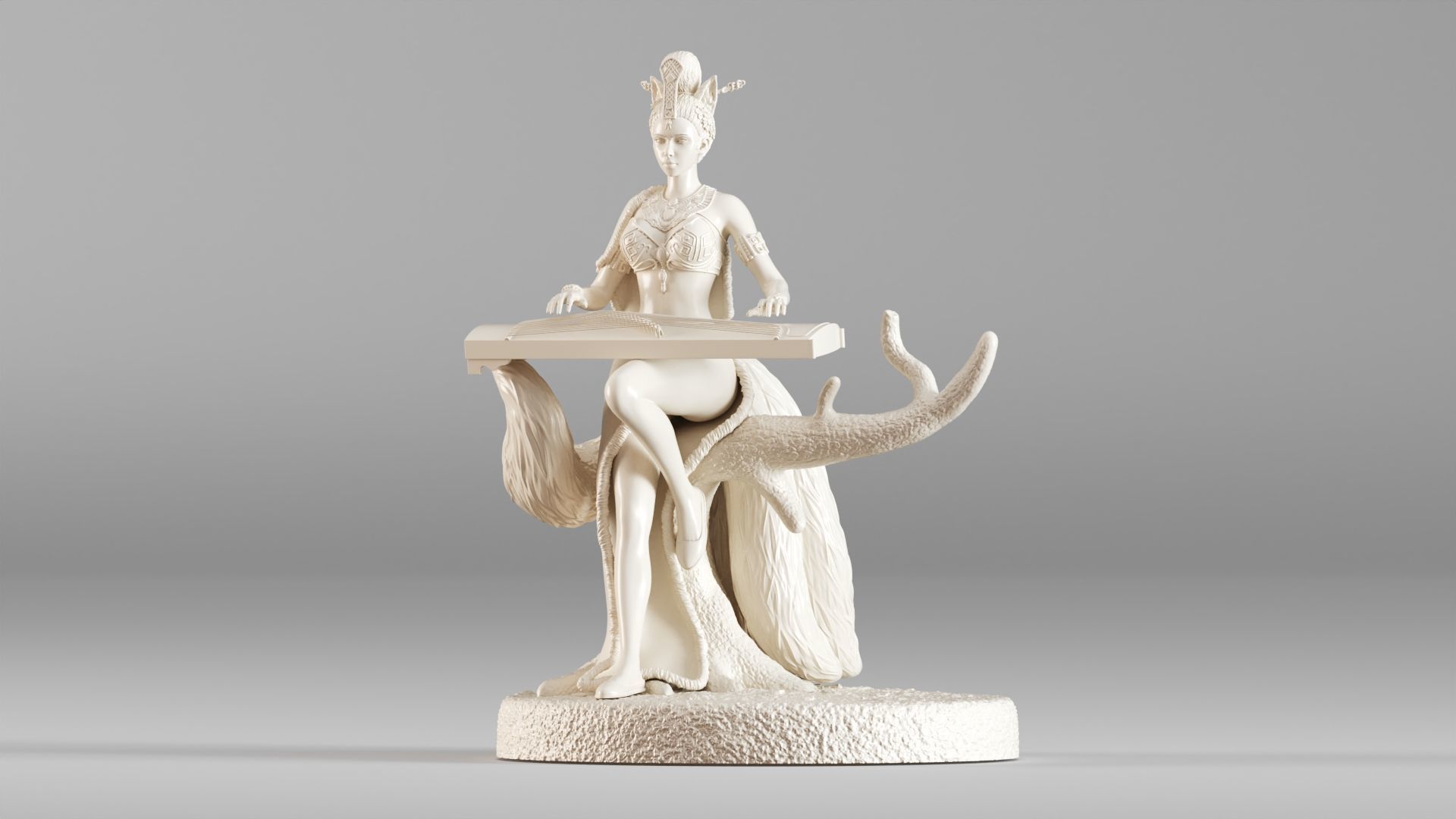 001562 Elegant mythical fox girl 3D print model_1