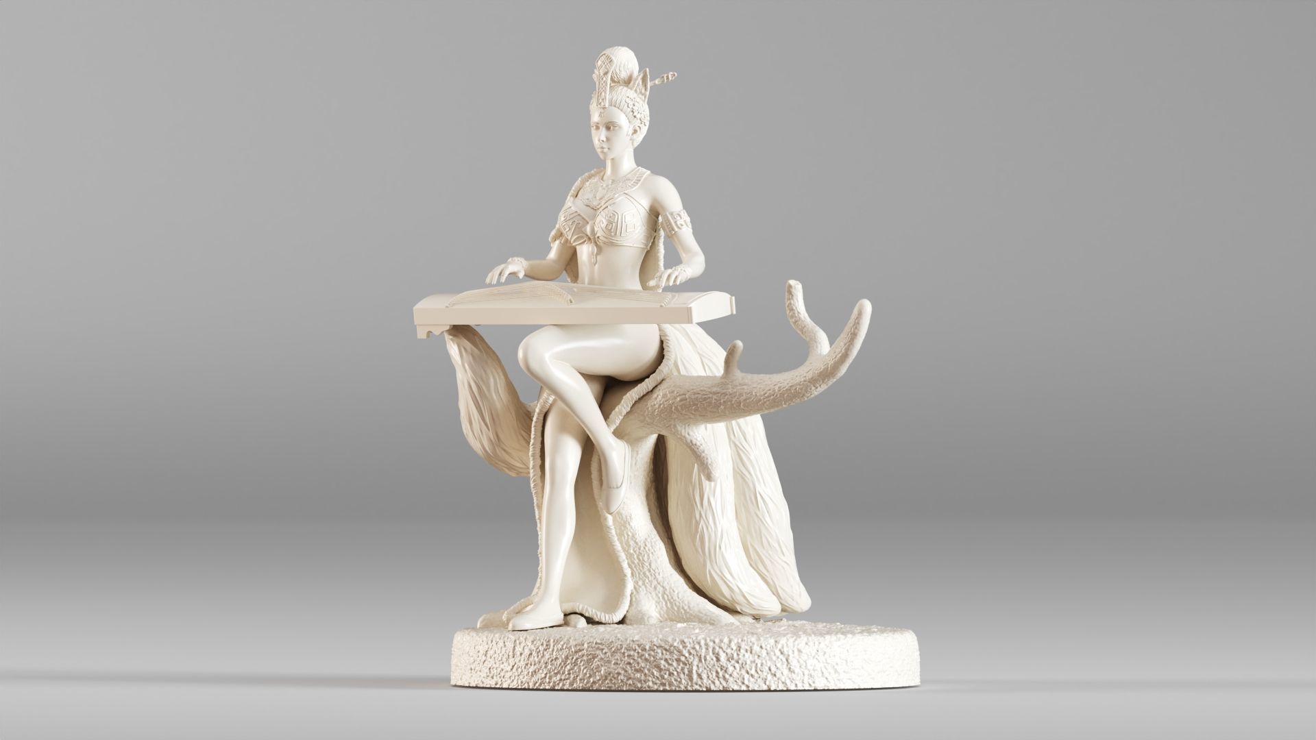 001562 Elegant mythical fox girl 3D print model_18