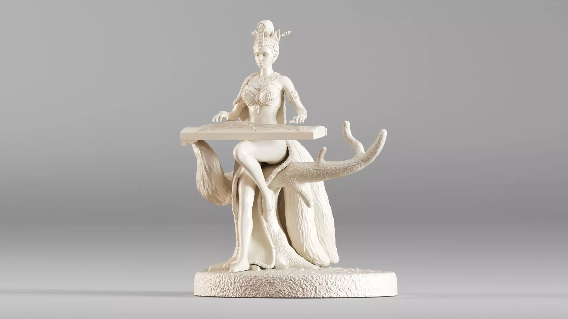 001562 Elegant mythical fox girl 3D print model_0
