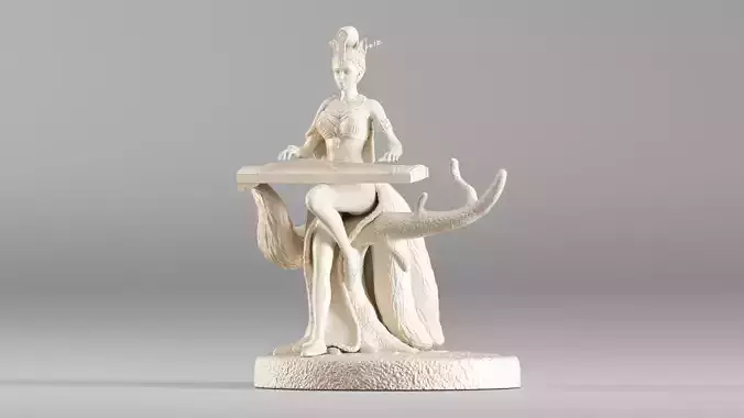 001562 Elegant mythical fox girl 3D print model