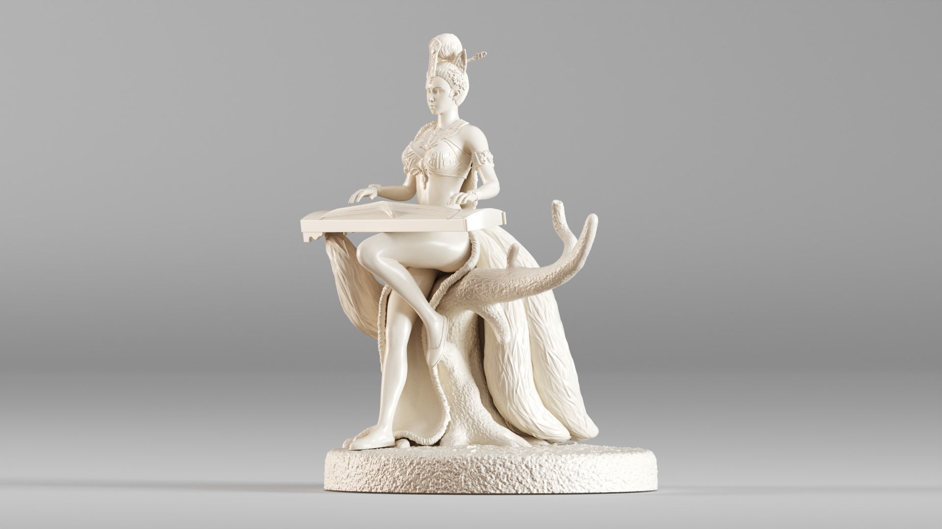 001562 Elegant mythical fox girl 3D print model_17