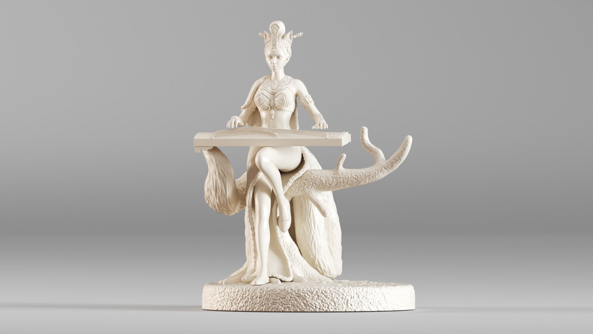 001562 Elegant mythical fox girl 3D print model_2