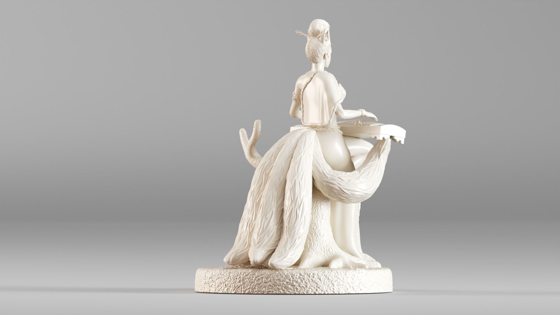 001562 Elegant mythical fox girl 3D print model_9