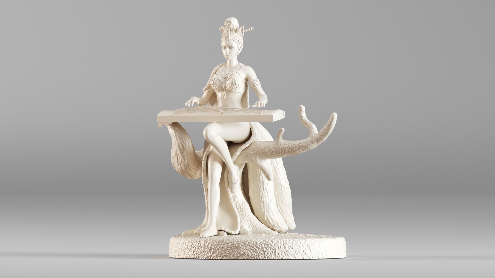 001562 Elegant mythical fox girl 3D print model_20