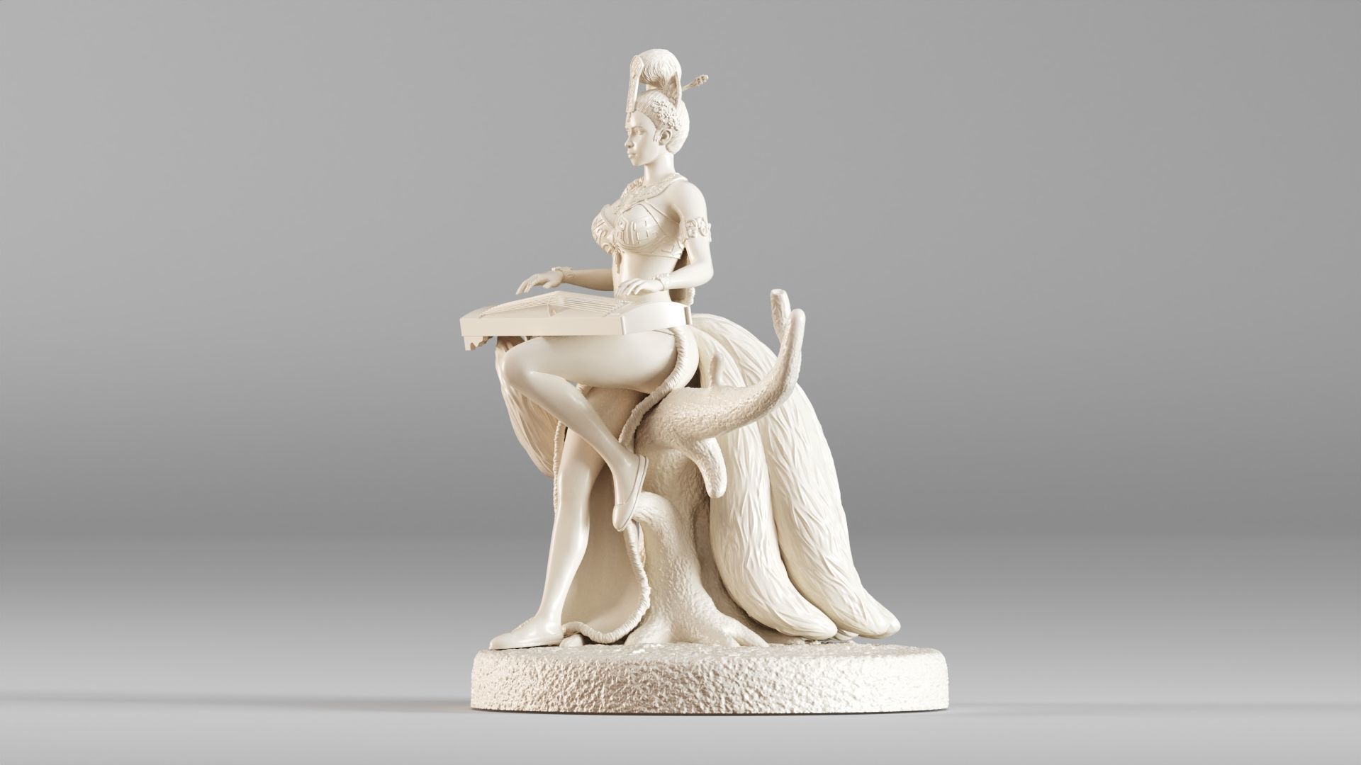 001562 Elegant mythical fox girl 3D print model_16