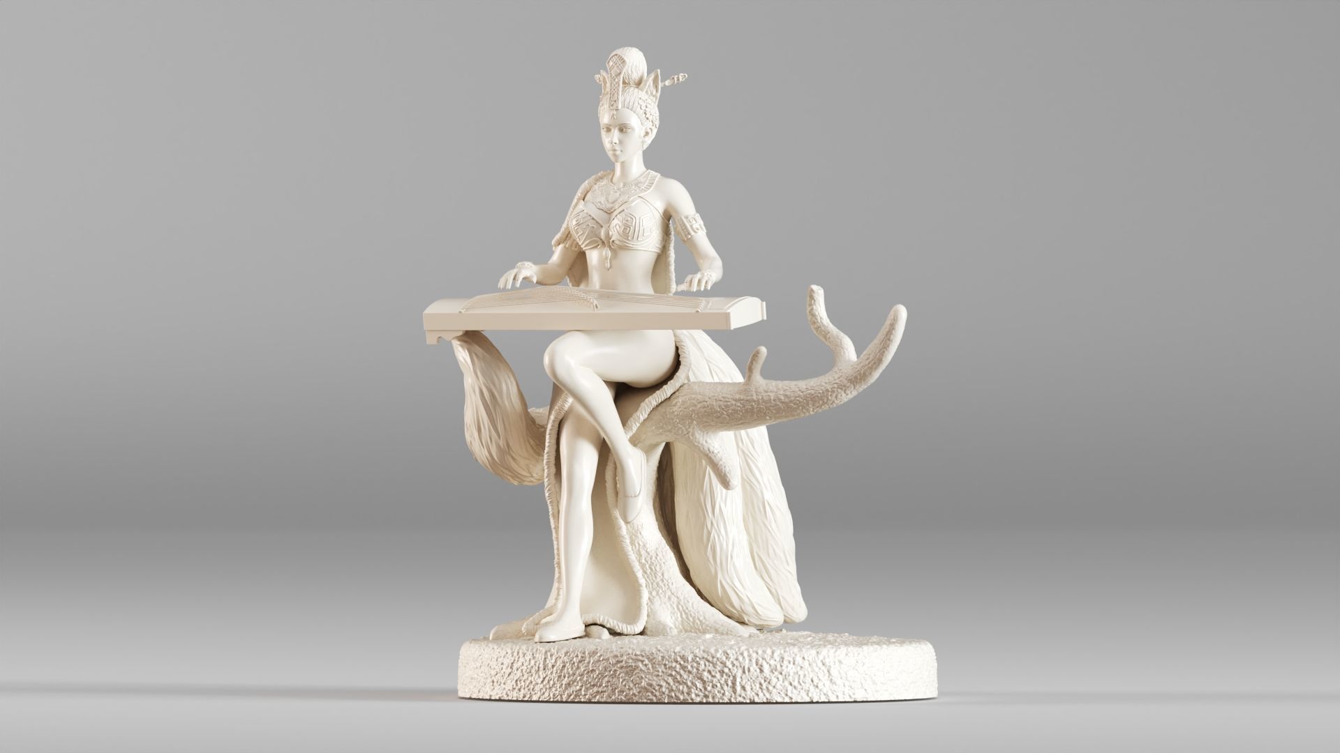 001562 Elegant mythical fox girl 3D print model_19