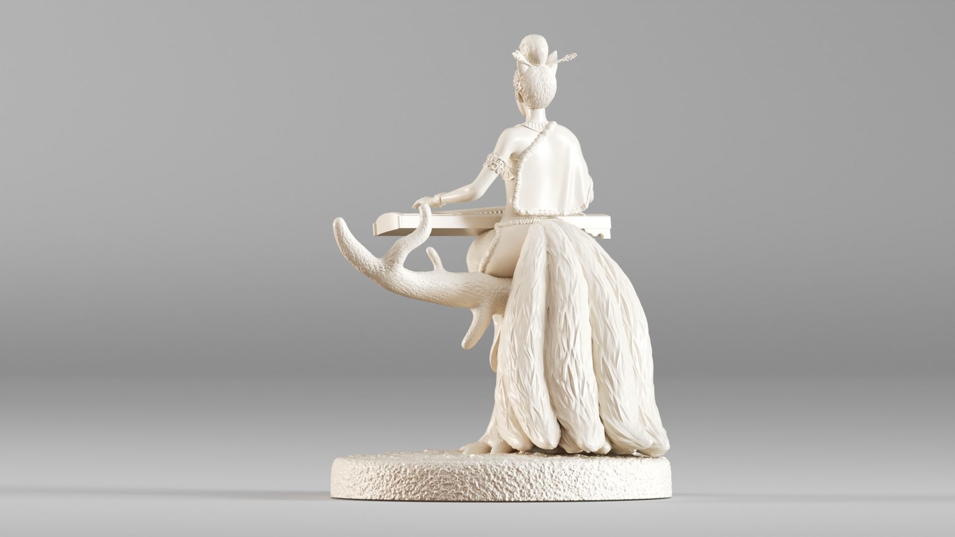 001562 Elegant mythical fox girl 3D print model_12