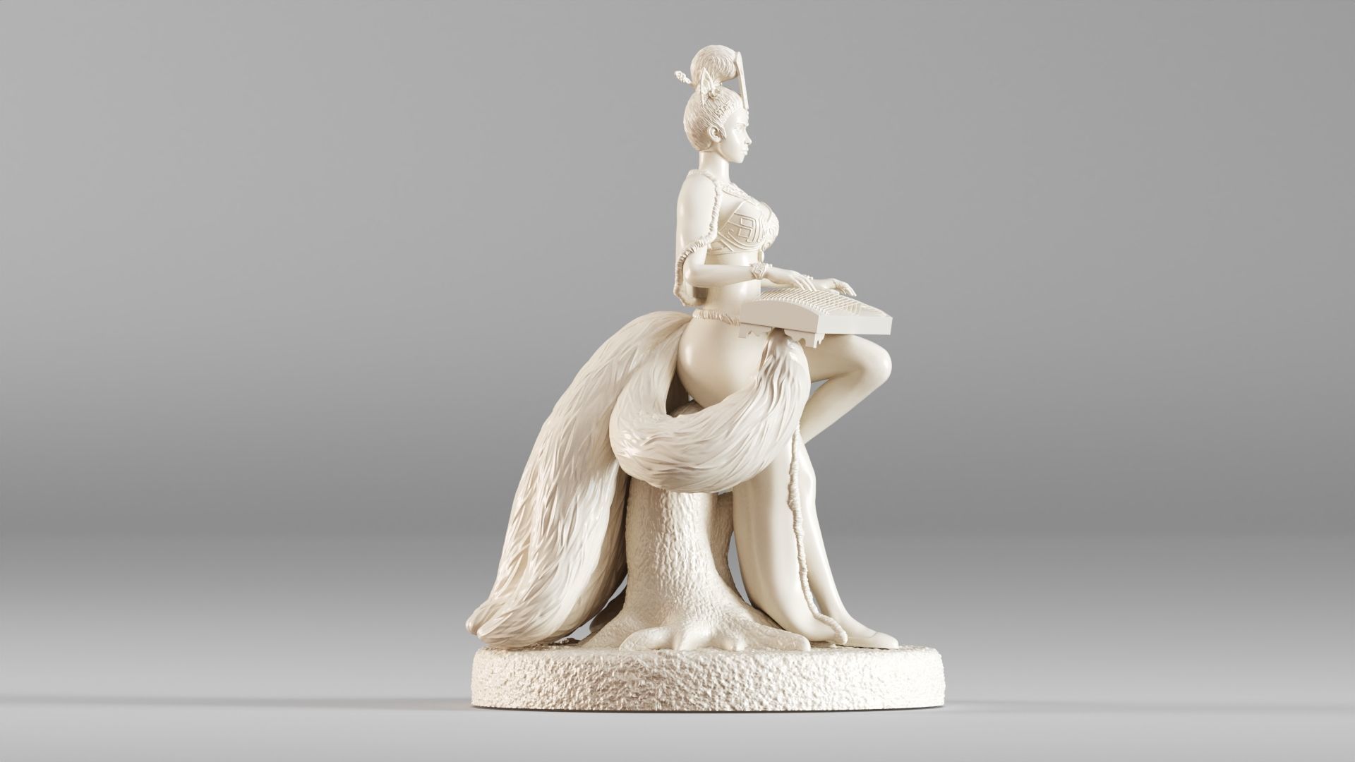 001562 Elegant mythical fox girl 3D print model_7