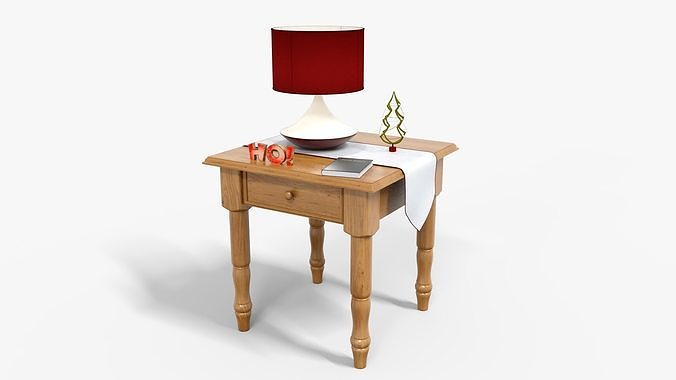 Table With Christmas Props Low-poly 3D model