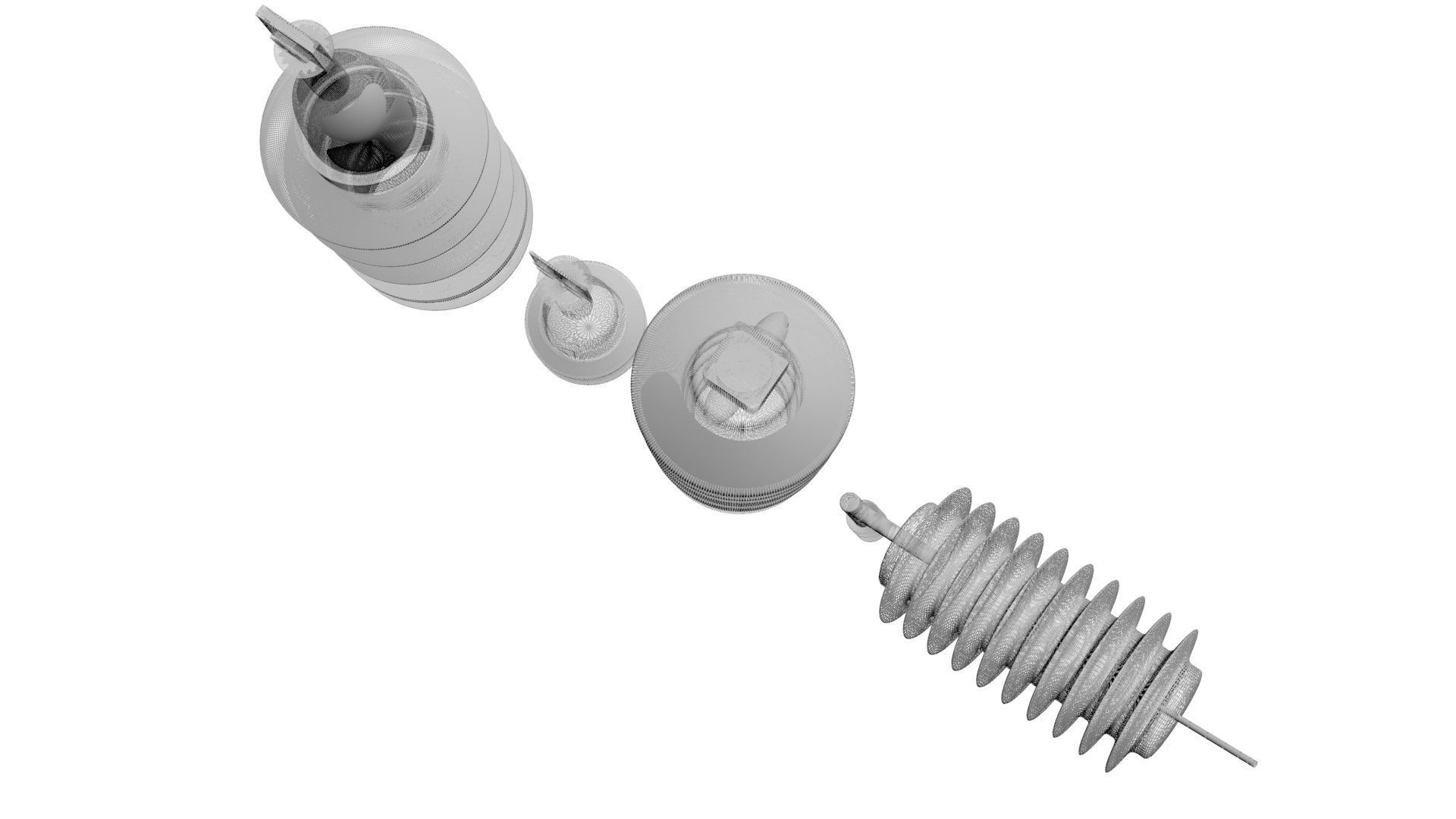 High Voltage Porcelain Insulators Set 3D model_22