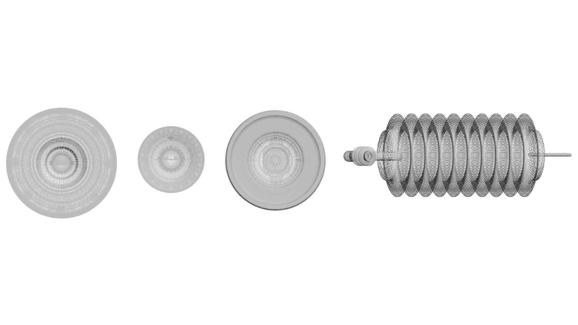 High Voltage Porcelain Insulators Set 3D model_29