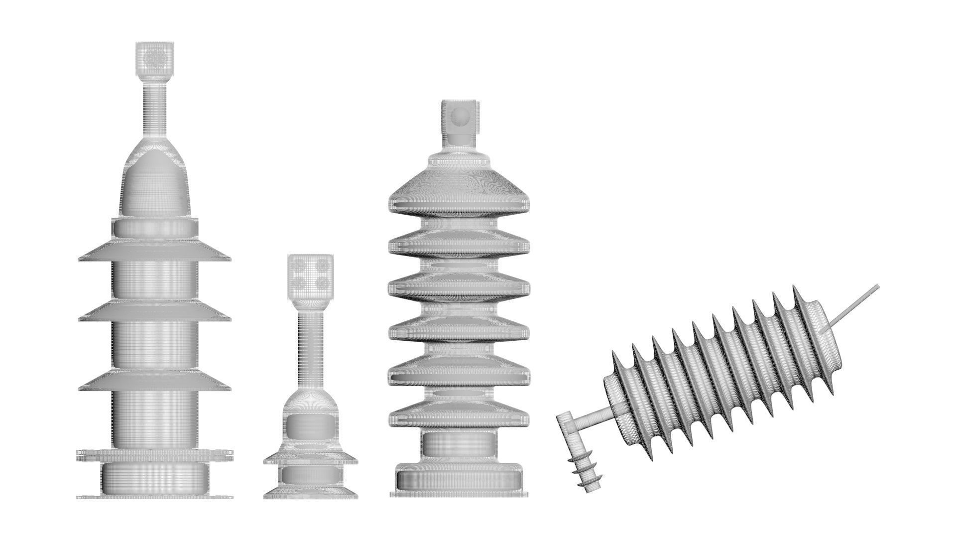 High Voltage Porcelain Insulators Set 3D model_27