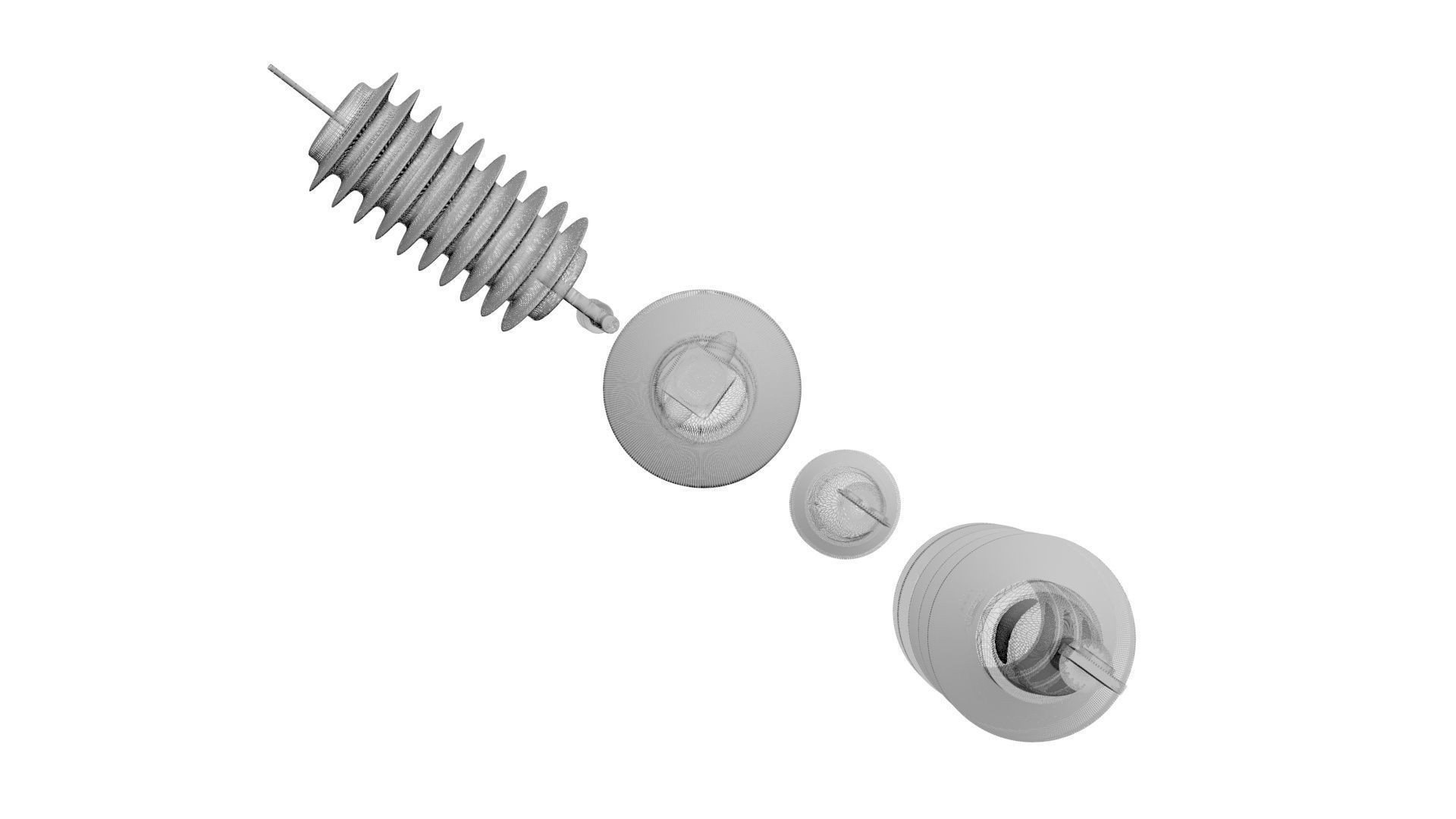 High Voltage Porcelain Insulators Set 3D model_24