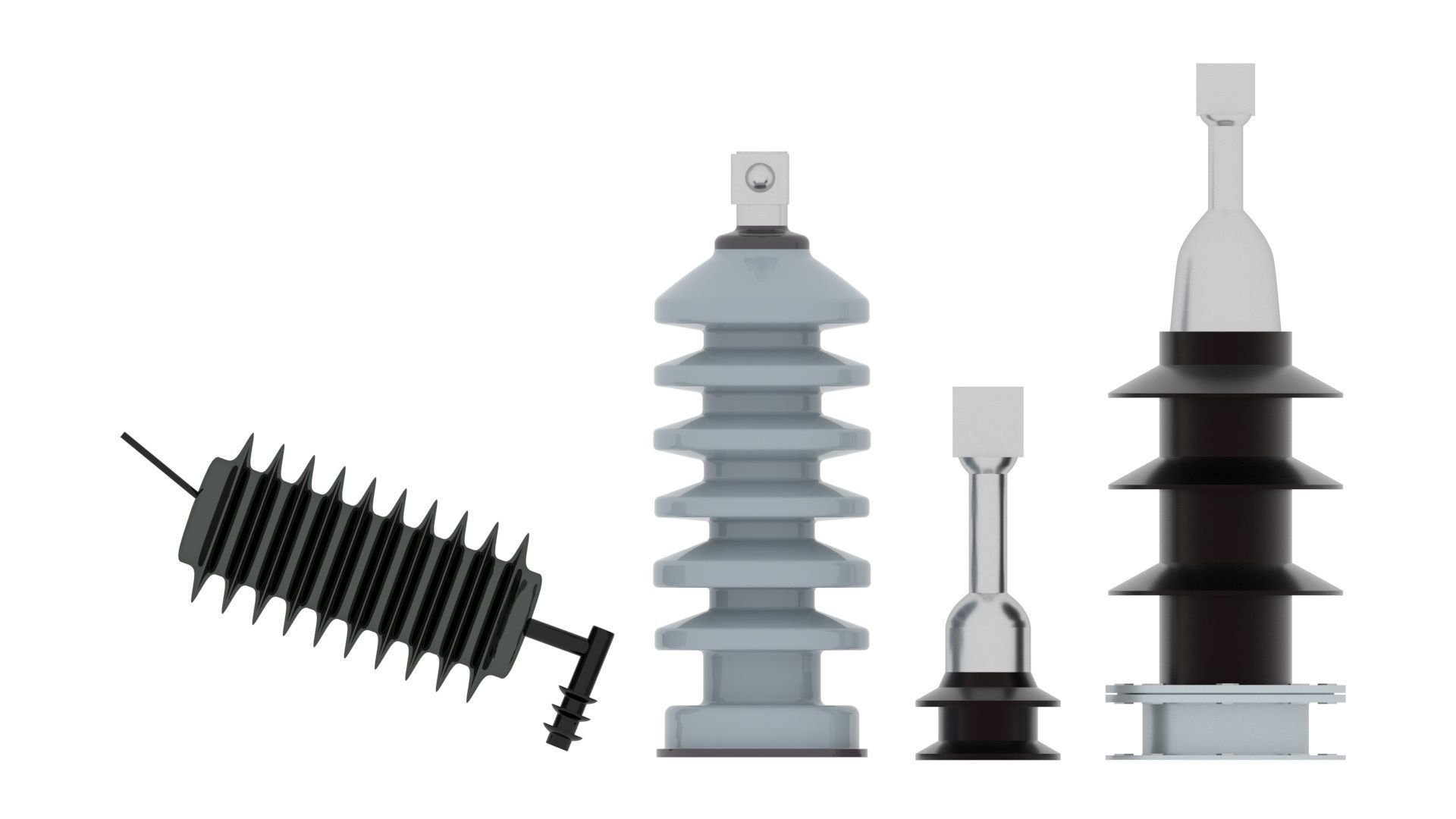 High Voltage Porcelain Insulators Set 3D model_19