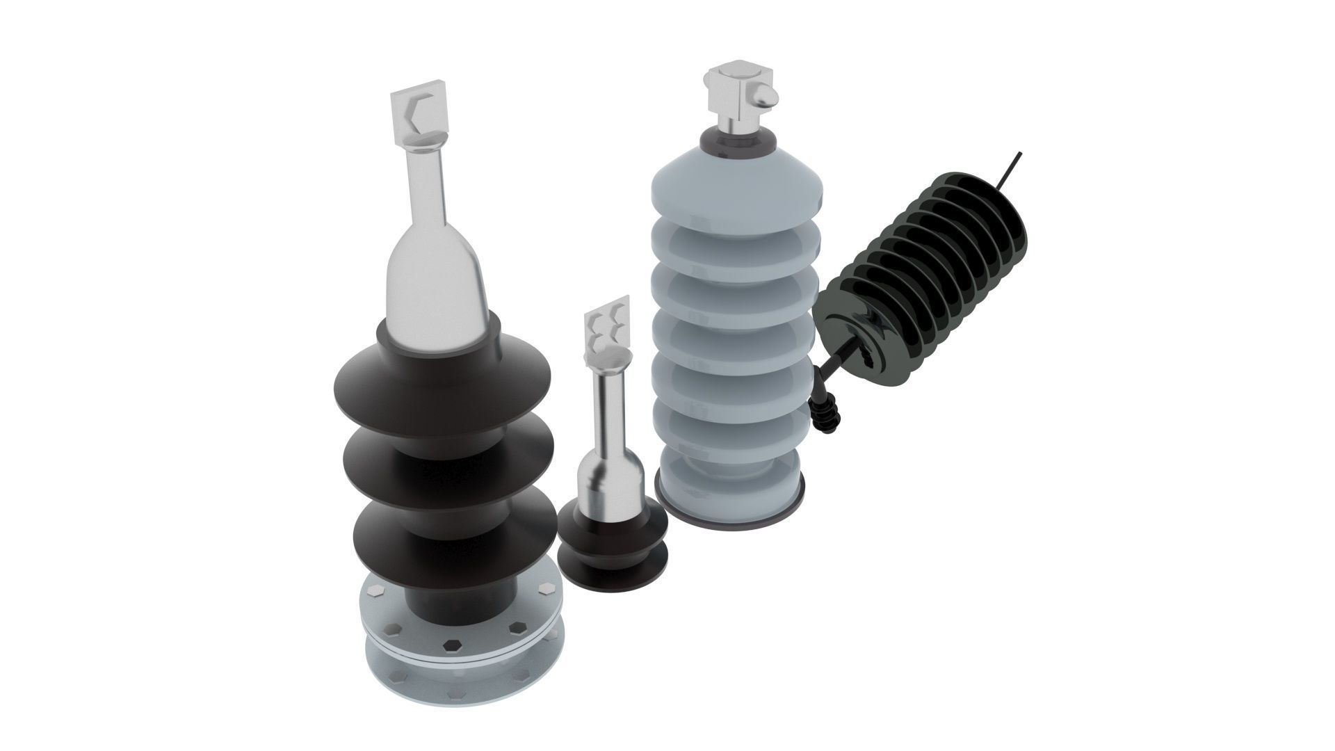 High Voltage Porcelain Insulators Set 3D model_10