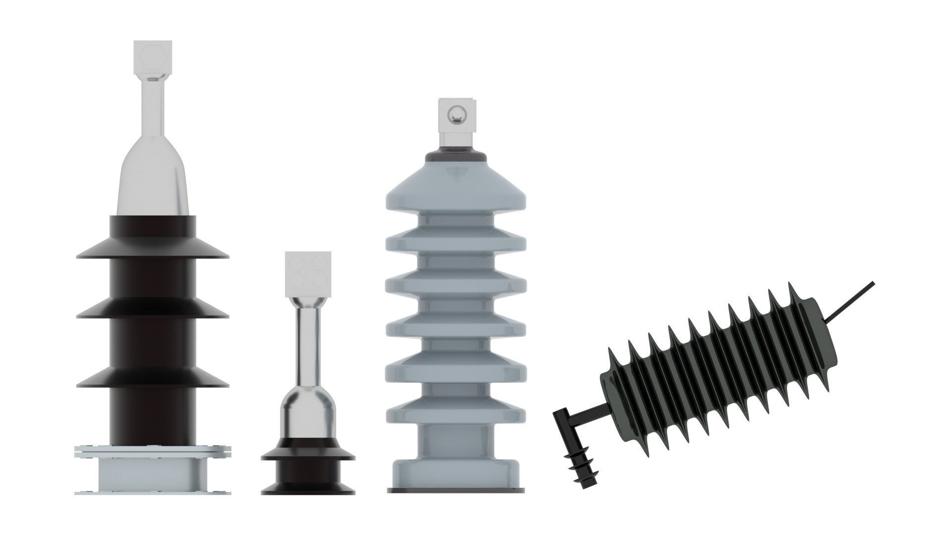 High Voltage Porcelain Insulators Set 3D model_16