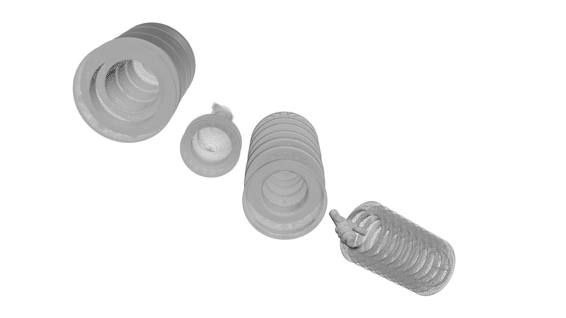 High Voltage Porcelain Insulators Set 3D model_25