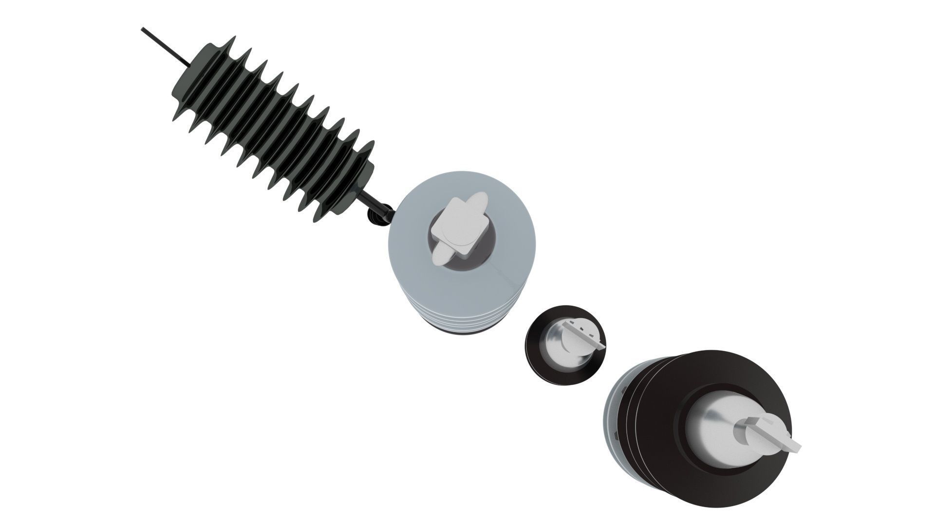 High Voltage Porcelain Insulators Set 3D model_13