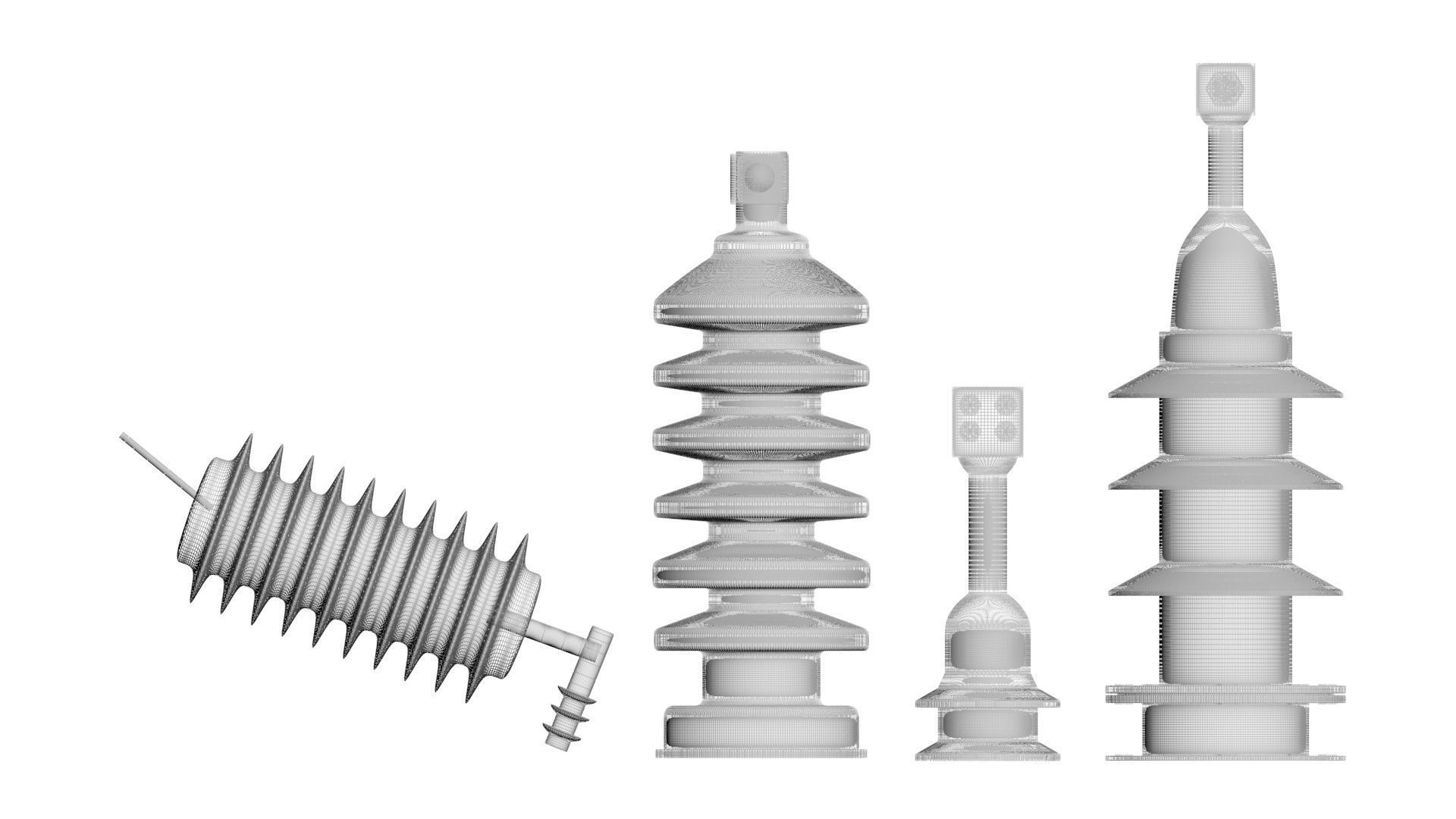 High Voltage Porcelain Insulators Set 3D model_30