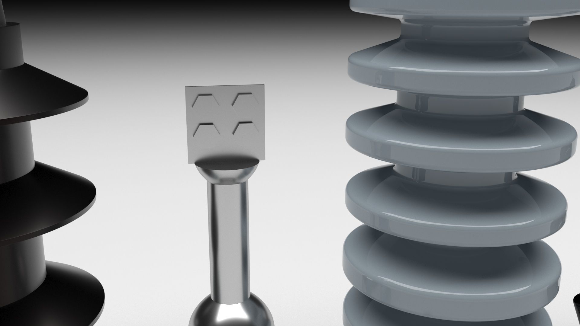 High Voltage Porcelain Insulators Set 3D model_4