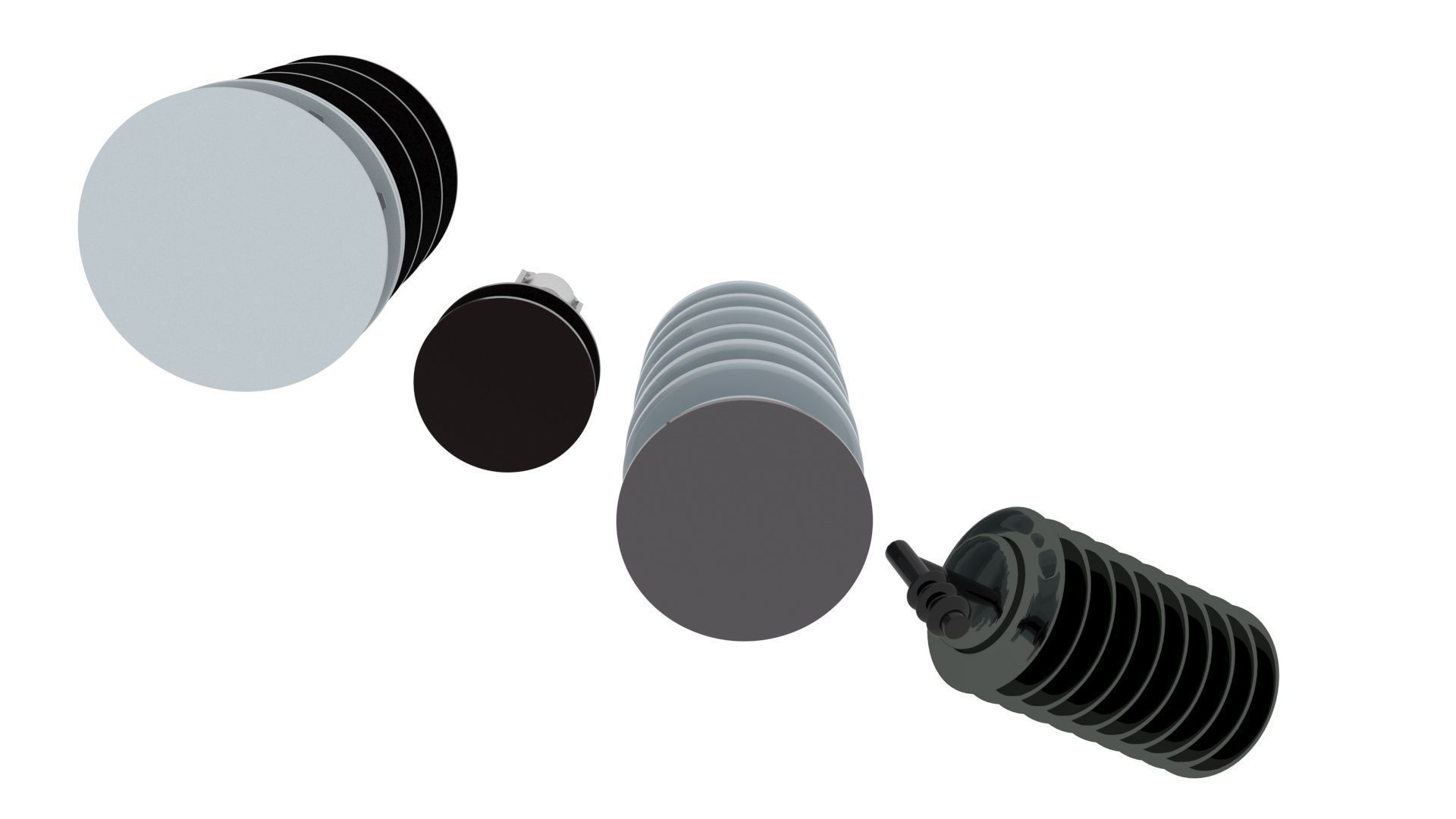 High Voltage Porcelain Insulators Set 3D model_14