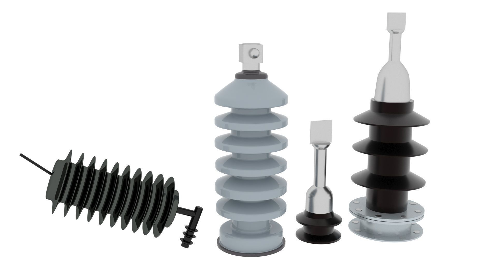 High Voltage Porcelain Insulators Set 3D model_12
