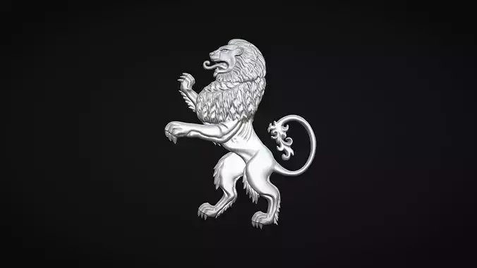 Heraldic Lion Bas Relief 3D print model