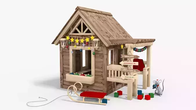 Winter Feeling Wood House For Christmas