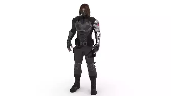 Winter Soldier 3D Model Rigged PBR Textured Game-Ready Low-poly 3D model