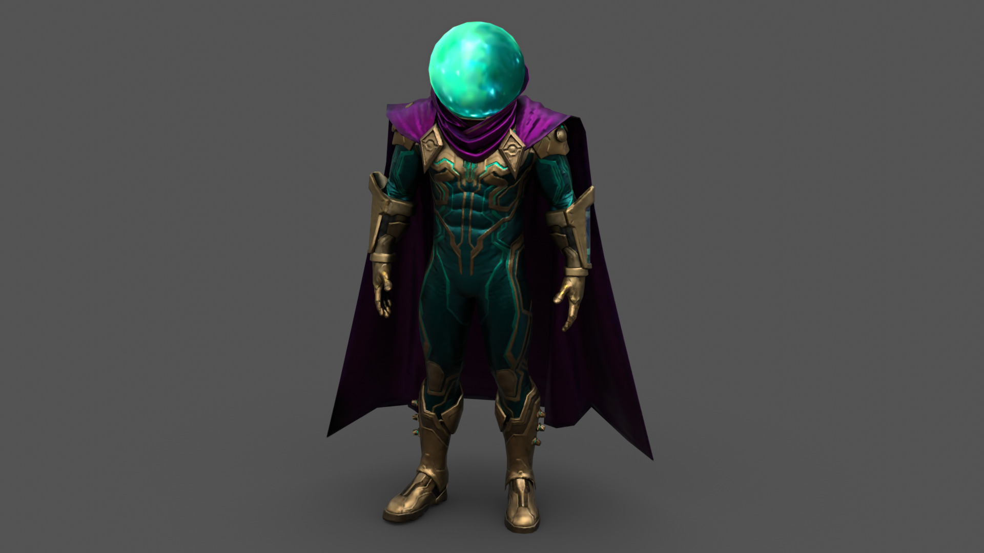 Mysterio 3D Model Rigged Game-Ready Character Low-poly 3D model_8