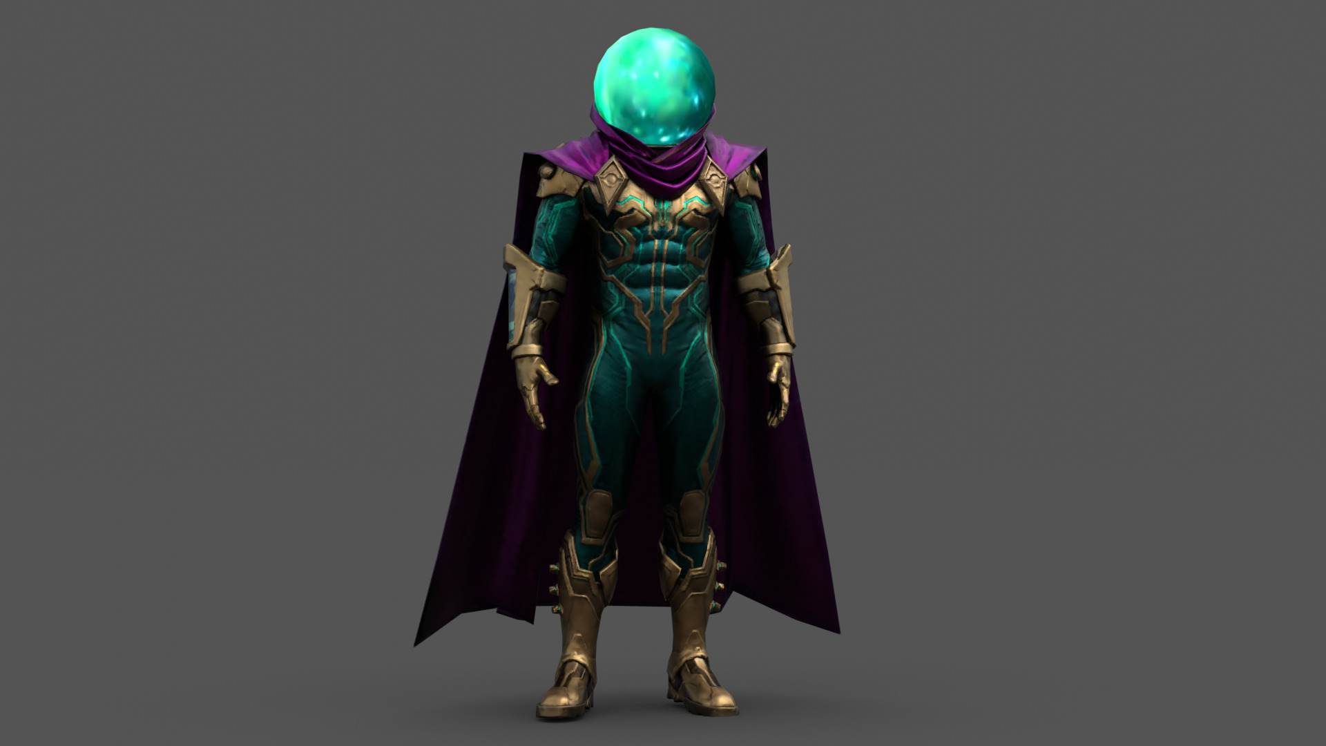 Mysterio 3D Model Rigged Game-Ready Character Low-poly 3D model_9