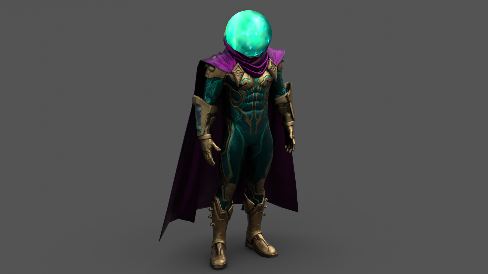 Mysterio 3D Model Rigged Game-Ready Character Low-poly 3D model_2
