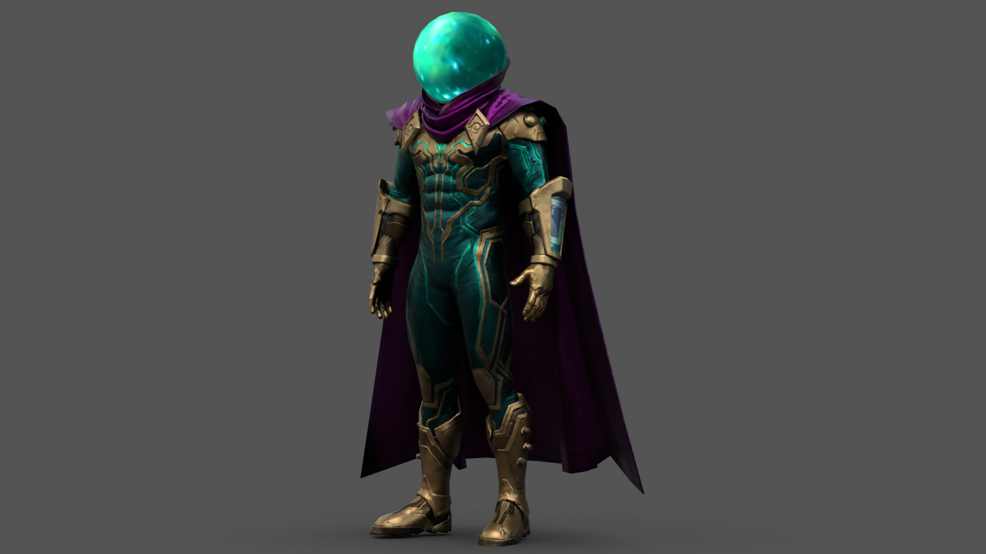 Mysterio 3D Model Rigged Game-Ready Character Low-poly 3D model_7