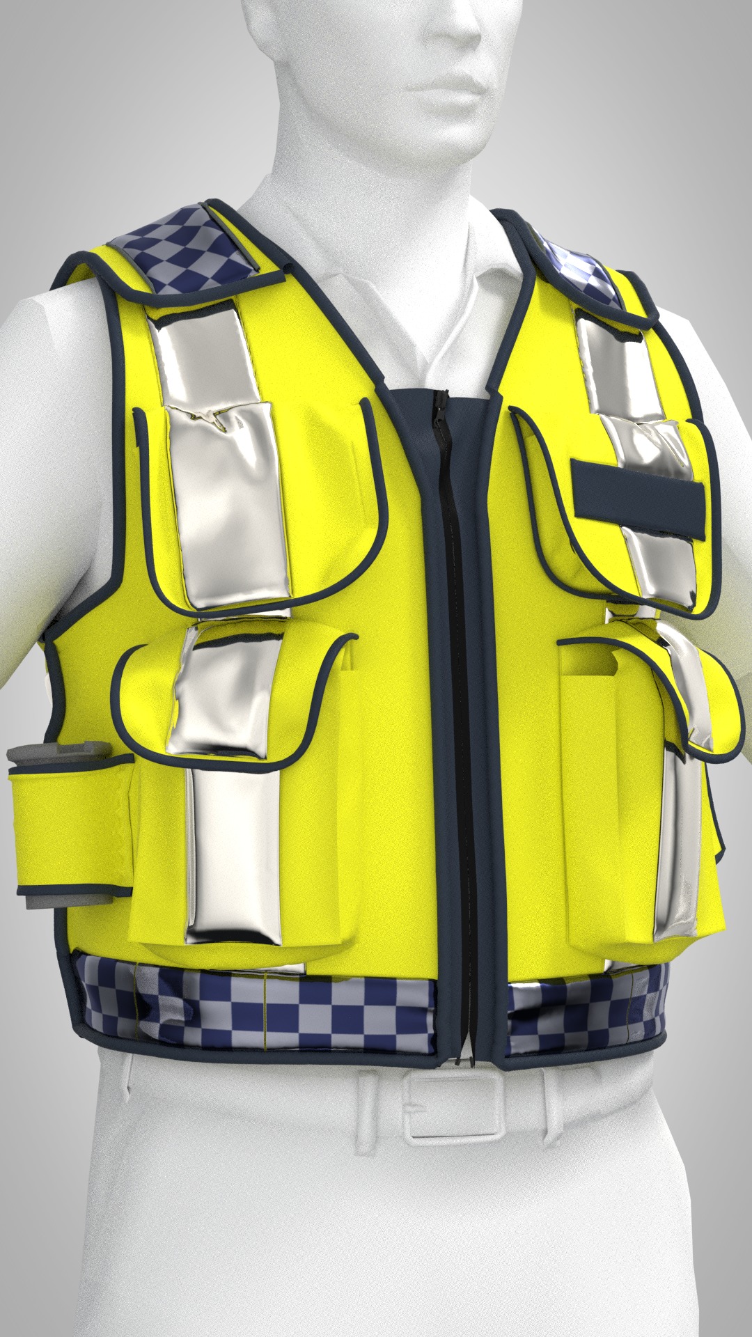 3D model British transport Police Hi-Vis Tactical Vest Retro Gear