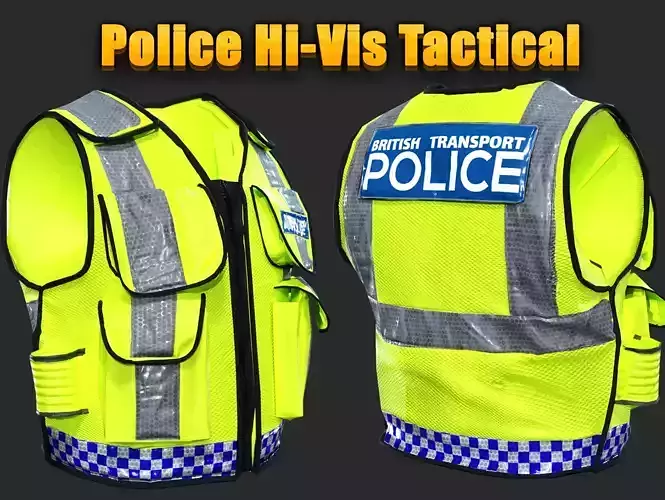 British transport  Police Hi-Vis Tactical Vest Retro Gear UK  Low-poly 3D model
