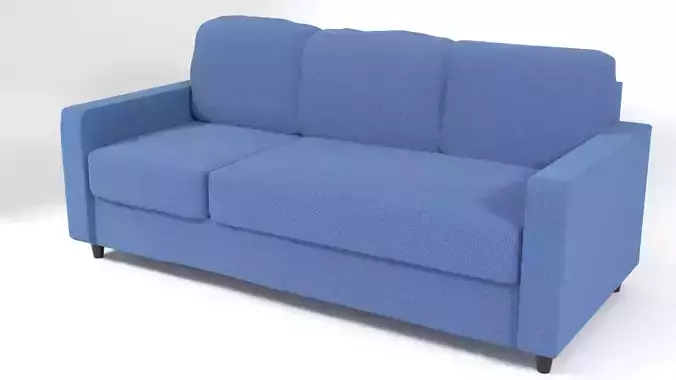 sofa with blue fabric upholstery
