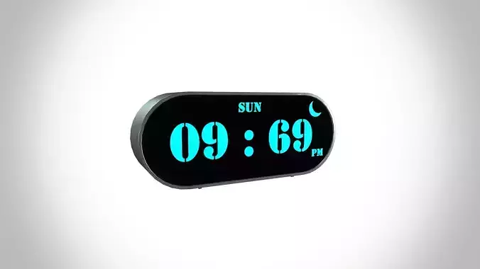 Digital Table Clock  Low-poly 3D model