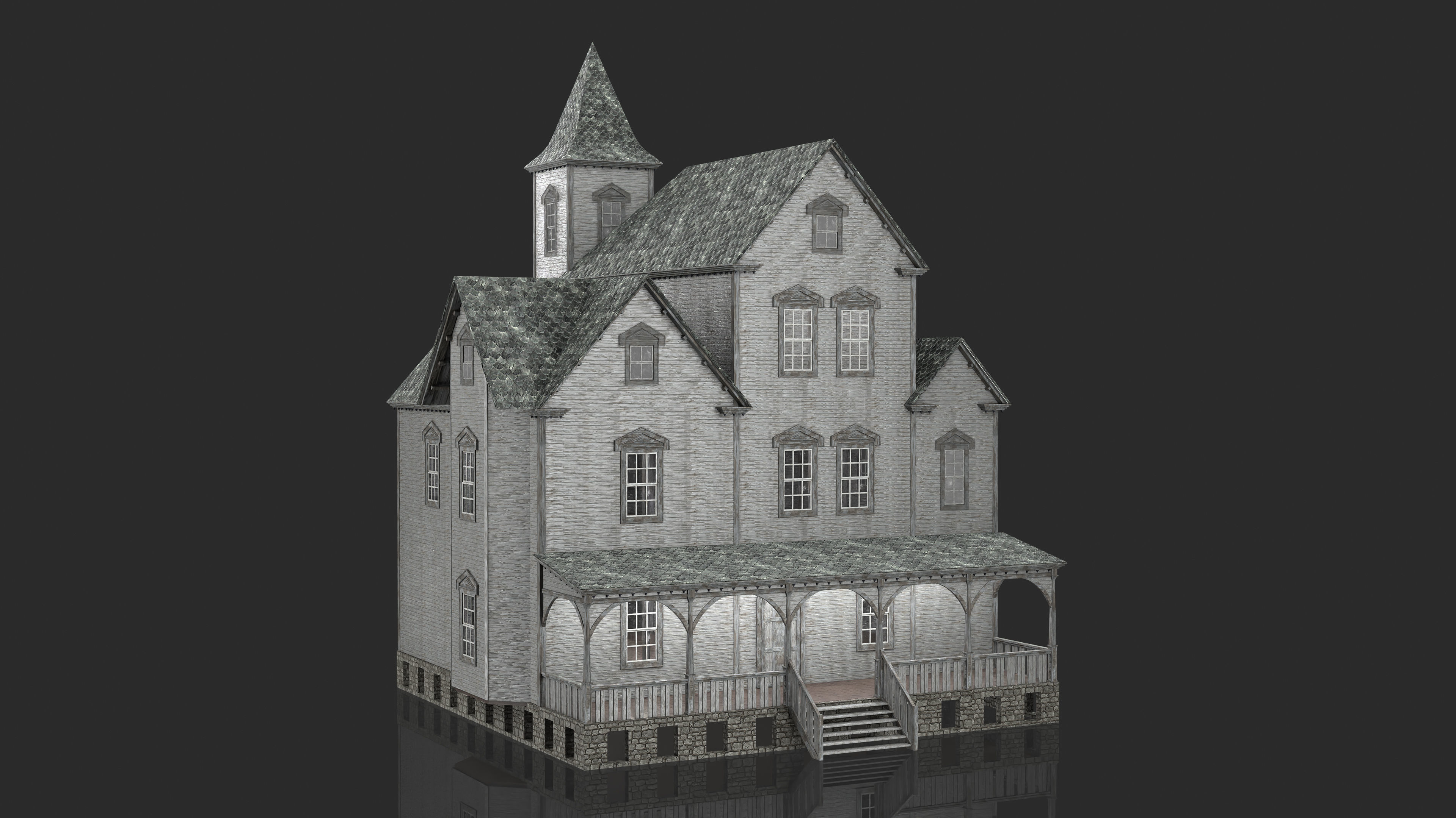 Old Abandoned House 1 3D model_2