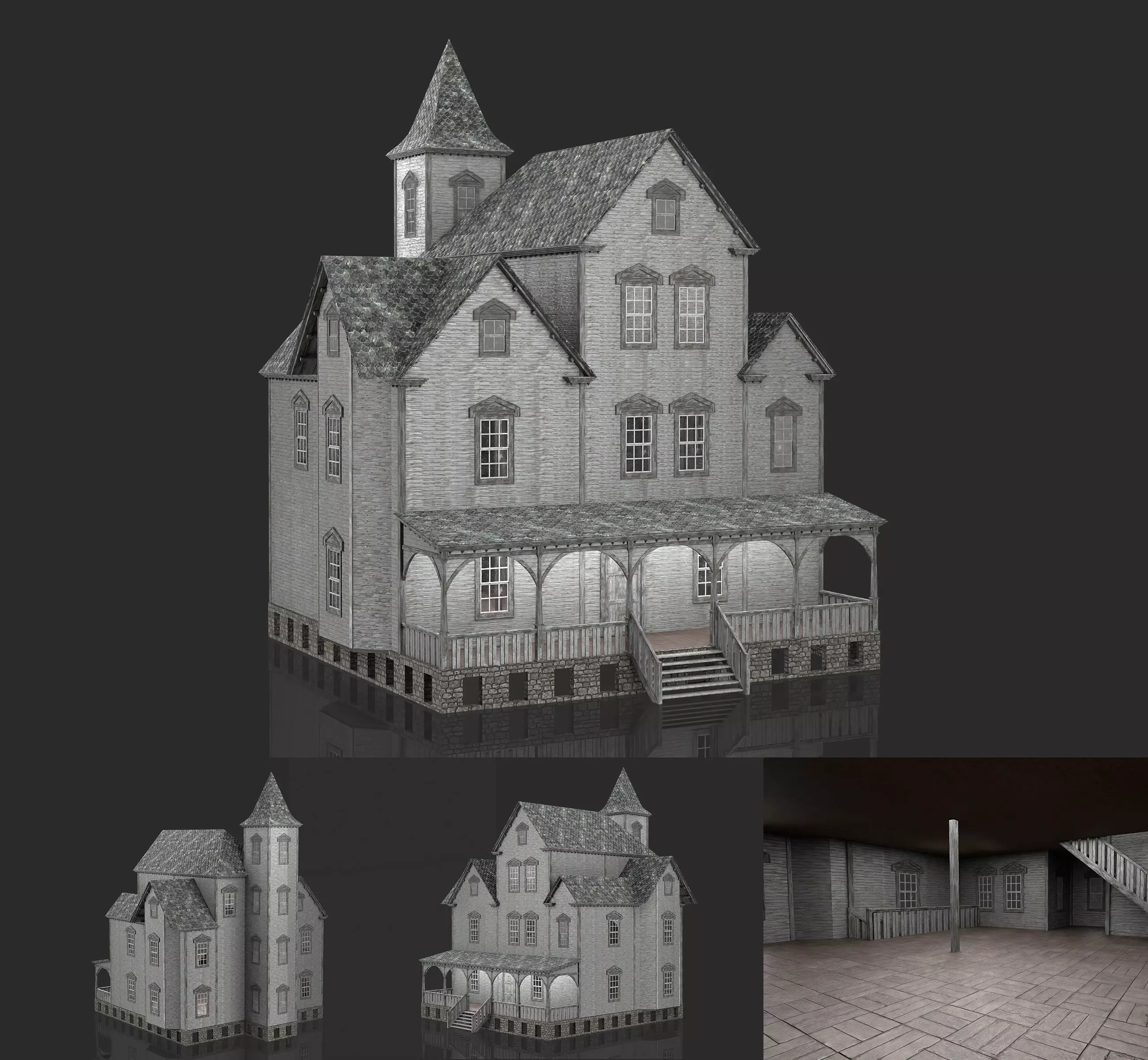 Old Abandoned House 1 3D model_0
